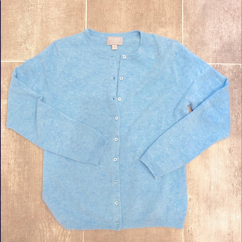 Baby blue 100% cashmere cardigan